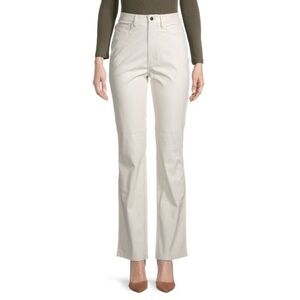 WeWoreWhat Danielle Bernstein Ivory High Waist Croc Ankle Flare Pants NWT Sz 24